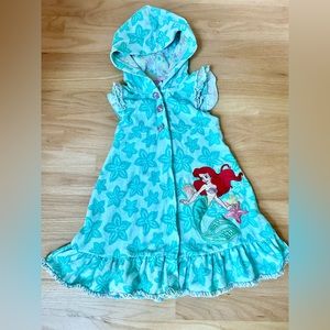 Disney girls terrycloth coverup Ariel little mermaid size 5-6